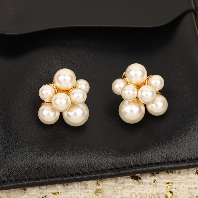 Europe America Brand Pearl Flower Earrings Women High Quality Designer Jewelry Runway