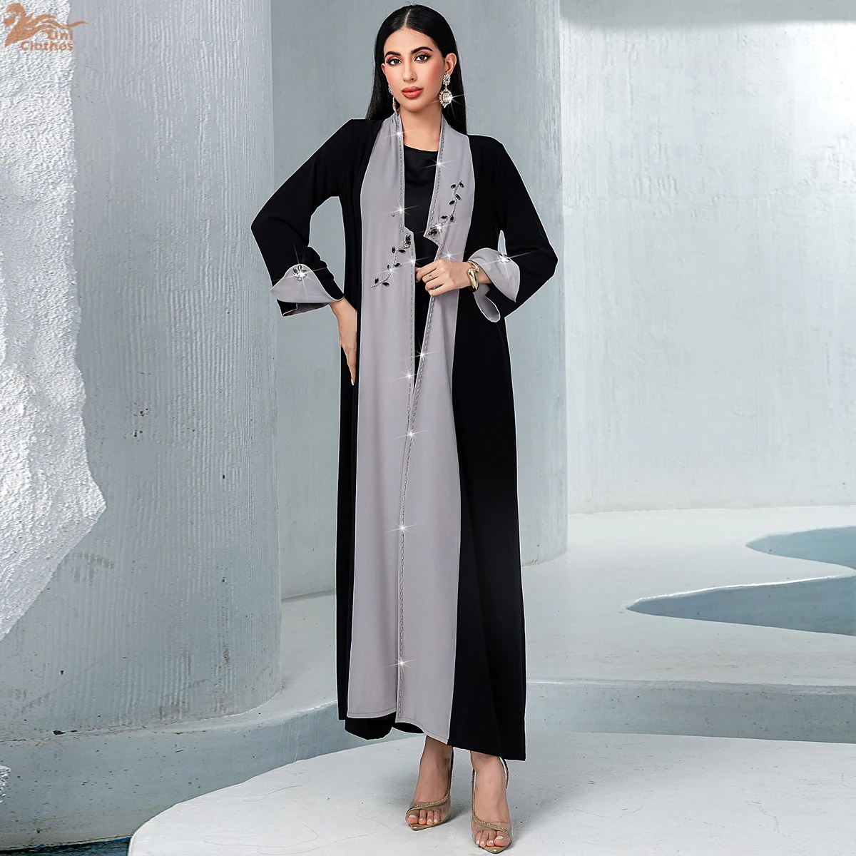 

Ramadan Luxury Dubai Abaya Dress for Muslim Women Eid Middle Eastern Modest Cardigan Islam Vacation Outfit Turkey Jalabiya Robe