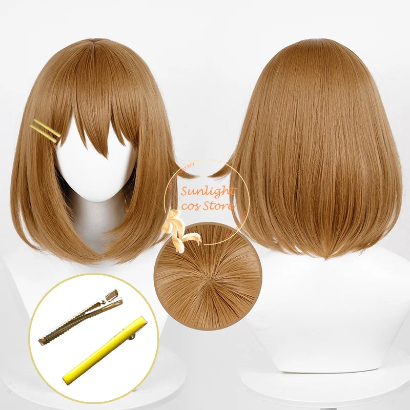 

Hirasawa Yui Cosplay Wig 33cm Short Brown Yui Hirasawa Anime Cosplay Wigs Heat Resistant Synthetic Hair Role Play Wig + Wig Cap