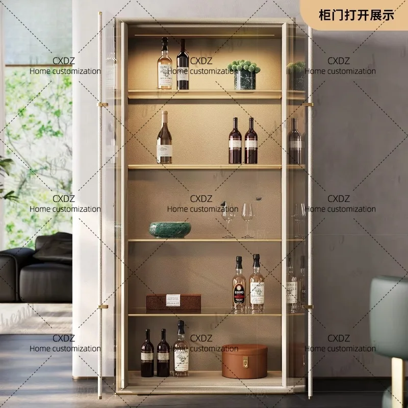 XXPremium light luxury glass wine cabinet against the wall Customized restaurant, locker postmodern bookcase