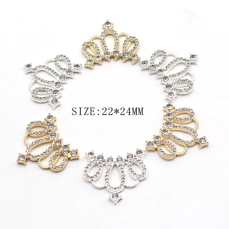 5Pcs 22*24mm 절묘한 라인 석 크라운 합금 쥬얼리 액세서리 Diy 웨딩 의류 활 장식 액세서리
