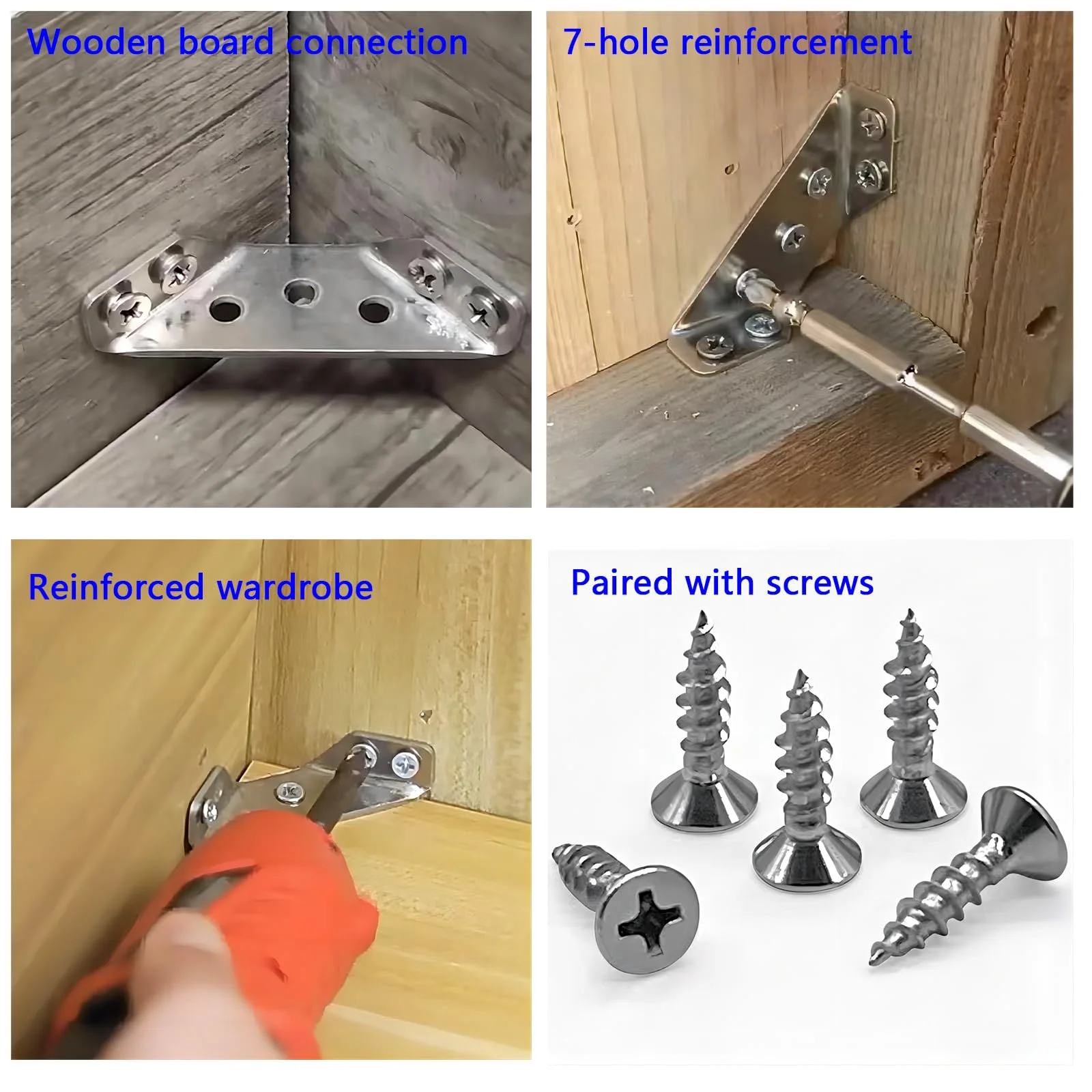 20PCS Corner Brackets with Screws Stainless Steel Angle Bracket For Wood Furniture Corner Connector Corner Brace