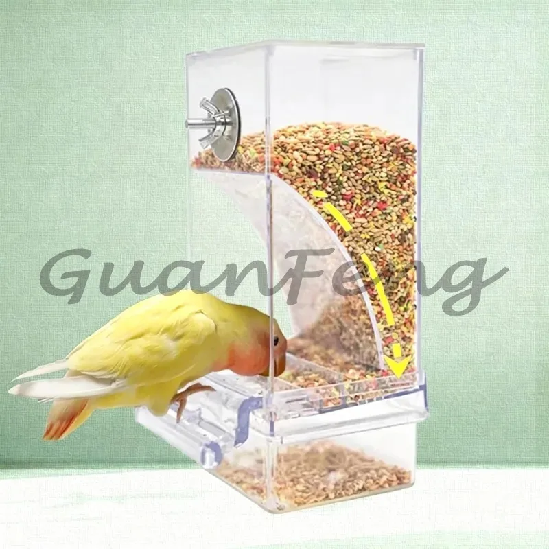 Transparent Parrot Feeder no mess design, transparent automatic parrot with visible food supply