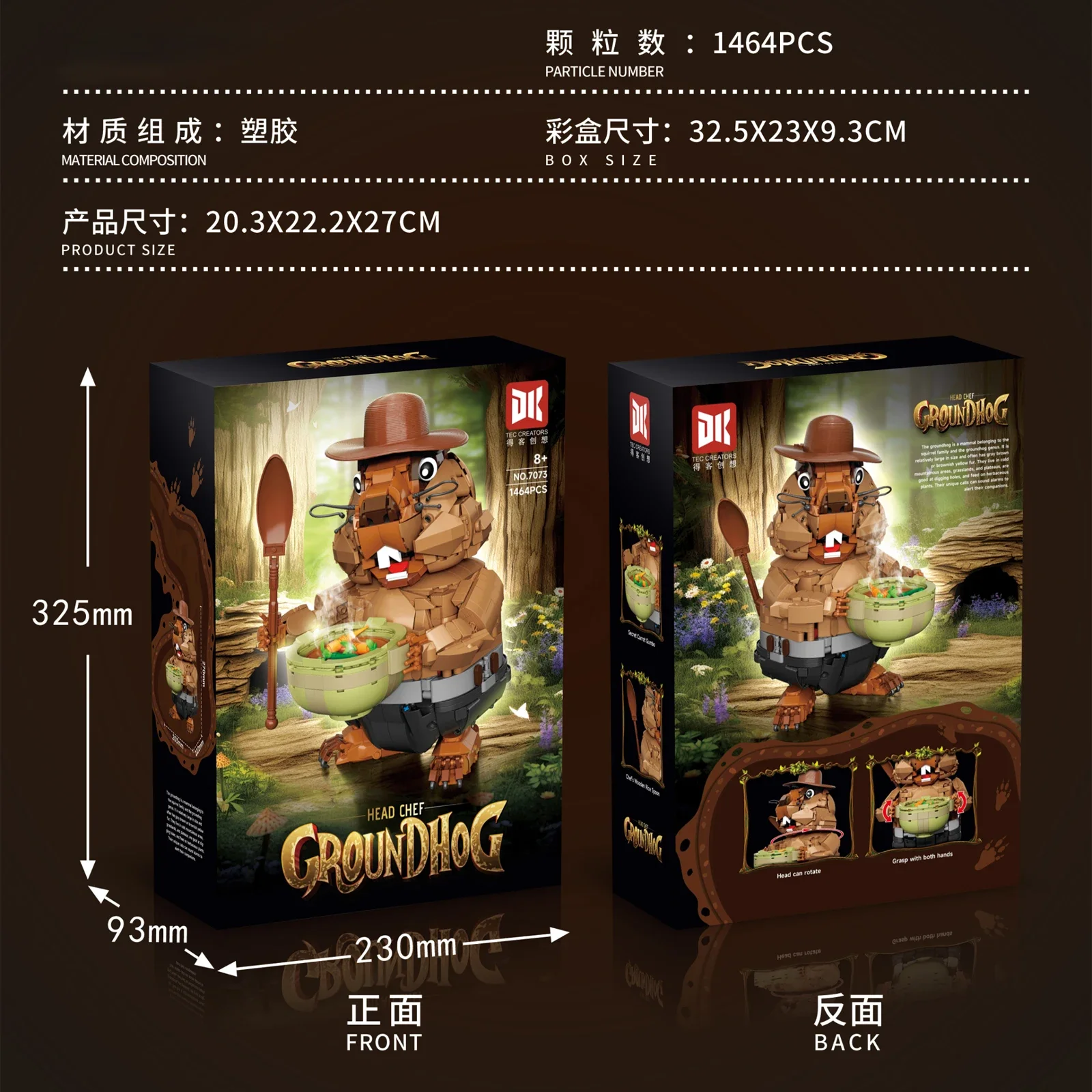 

DK7073 1464pcs Mini Building Blocks Cute Groundhog Animal DIY Creative Toy Model Ornaments Puzzle Animated Figure Brick Toy Gift