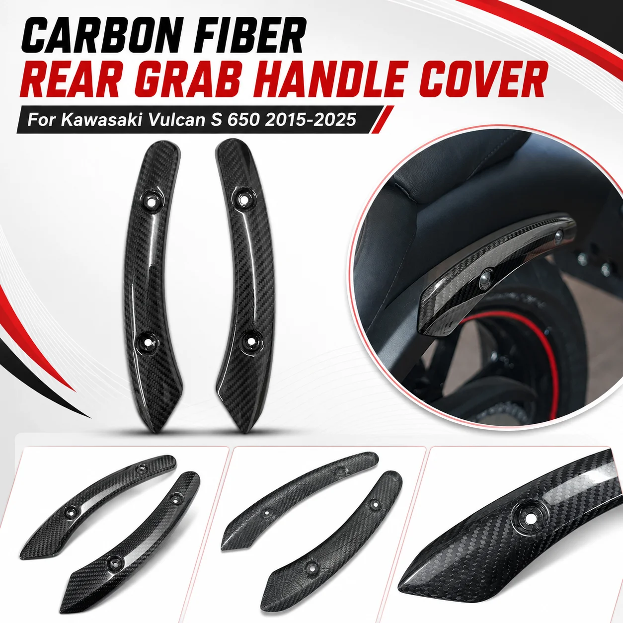

For Kawasaki Vulcan S 650 2015-2025 carbon fiber rear mudguard carbon fiber armrest decoration, protective cover accessories
