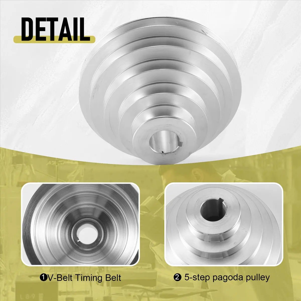 Doings 25mm Bore Aluminum Pagoda Wheel A Type 5 Step Pagoda Pulley Wheel for V-Belt Timing Belt