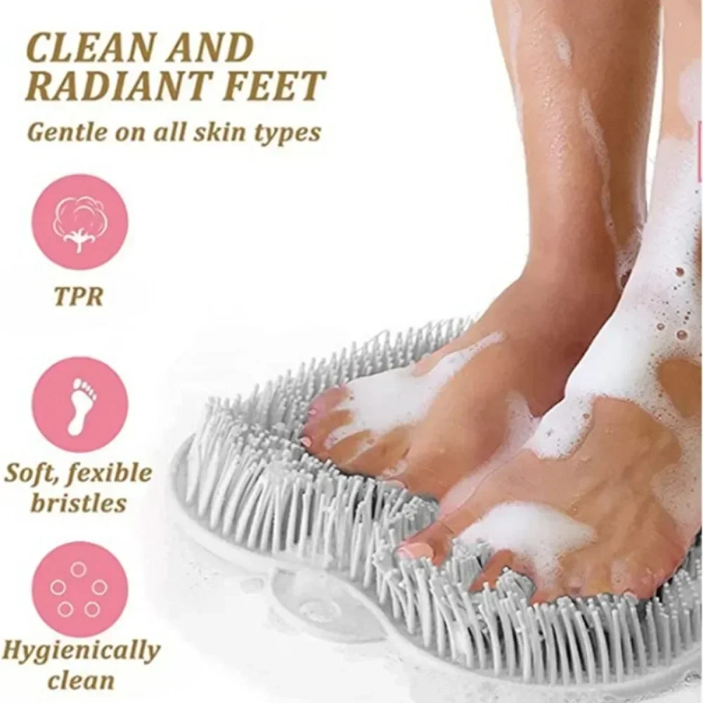 Shower Foot Back Scrubber Silicone Bath Massage Pad Bath Massage Cushion Brush with Suction Cups Wash Foot Mat Exfoliating Brush