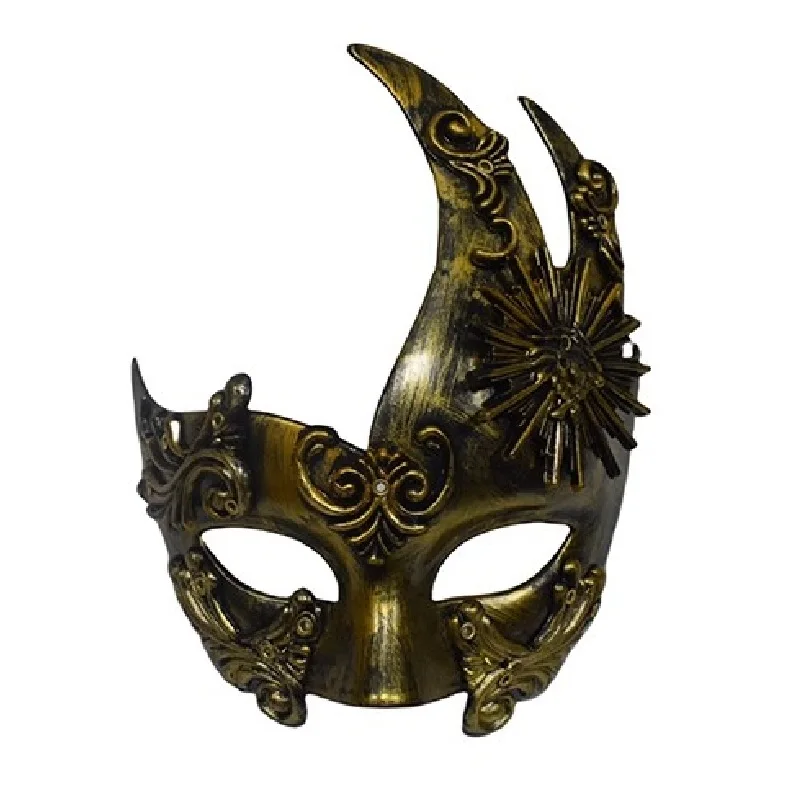 Relief Halloween Costume Ball Warrior Half Face Mask, Ancient Greek Roman Venetian Gentleman Men's Mask