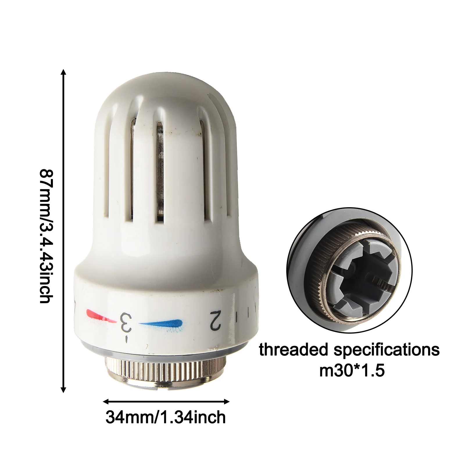 Druable High Quality Practical Brand New Head Heater Thermostatic White With Frost Protection M30x1.5 Threaded