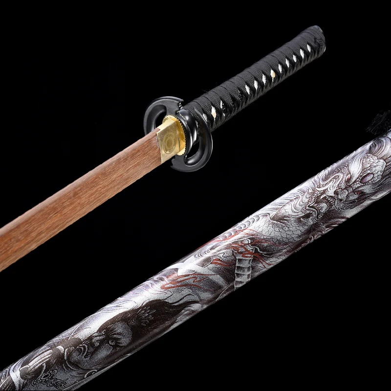 Custom Iaito Japanese Training Sword,Kara-Tachi with Shinogi-Zukuri Blade, Ninja's Sword, Saya Fudo Painting,  Type I