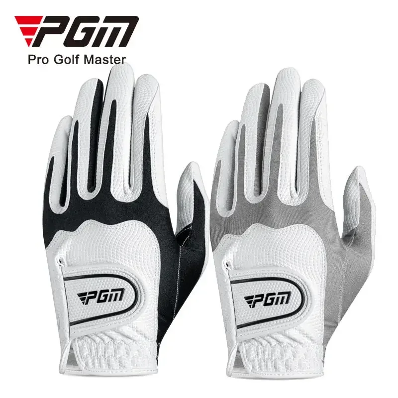 PGM 1pcs Men's Golf Gloves PU Durable Non Slip Elastic Lycra Breathable Comfortable Velcro ST035