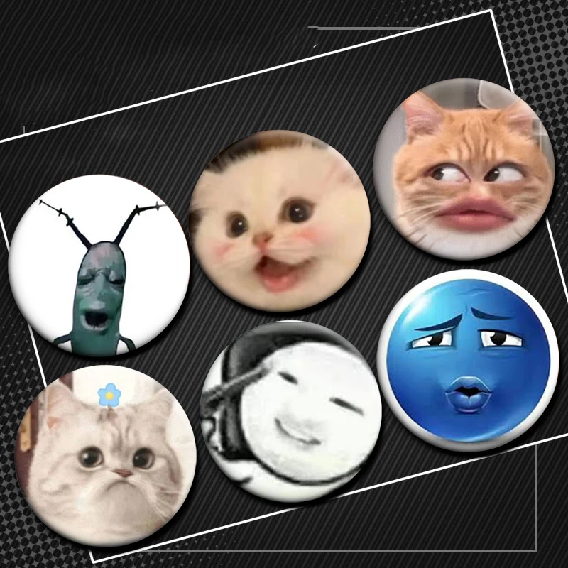 Broches y pines de esmalte exquisitos, hechos a mano y coleccionables, con diseños de emoticonos abstractos, vacas, gatos y dibujos animados, para mochilas y accesorios de uso diario