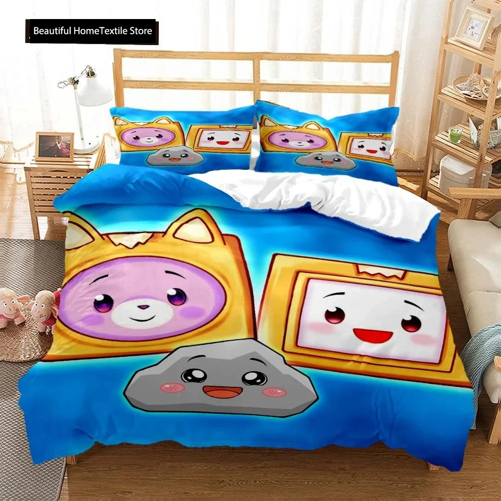 Lankybox Foxy Boxy Cute Cartoon 3D Printed Bedding Queen Bedding Set Customized King Size Bedding Set Soft And Comfortable