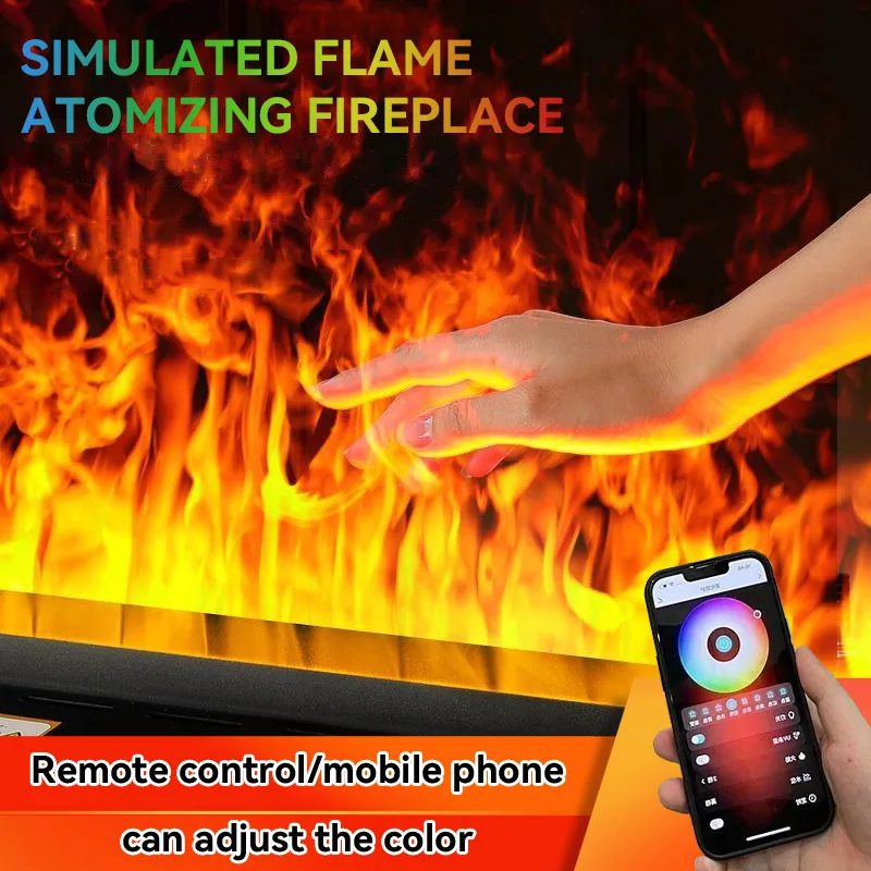 

Распыленный камин со светодиодной подсветкой, красочный домашний умный пламя, ЭКО, водяная пара, комнатный электрический камин для ТВ, настенный декор для гостиной