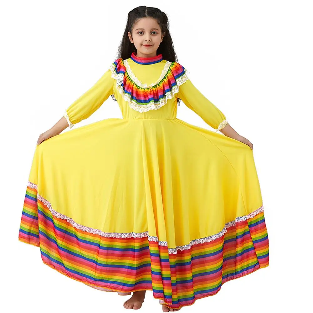 New hot-selling traditional Mexican folk dance big swing dress girls kindergarten stage performance