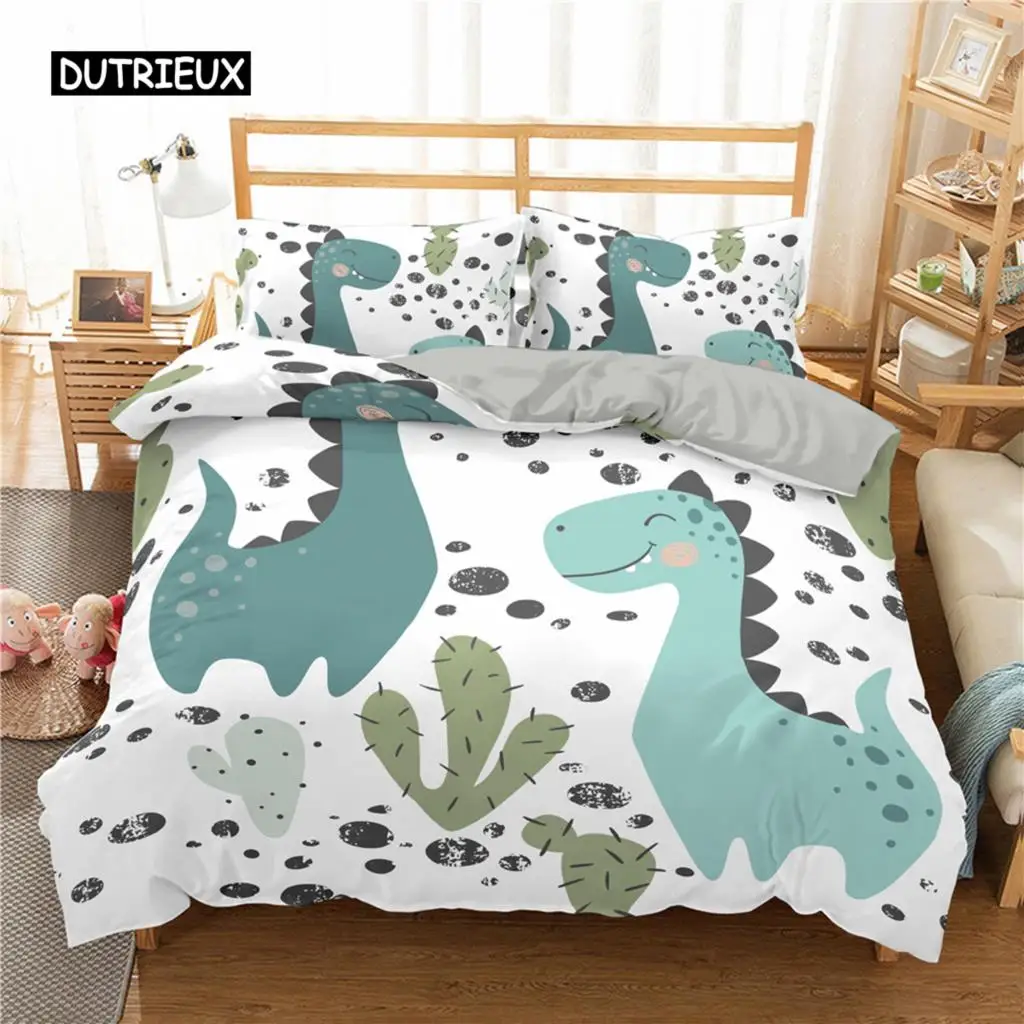 

Cartoon Dinosaur Duvet Cover Animal Bedding Set Microfiber 3D Print Comforter Cover For Kids Girl Boy Bedroom Double Single Size