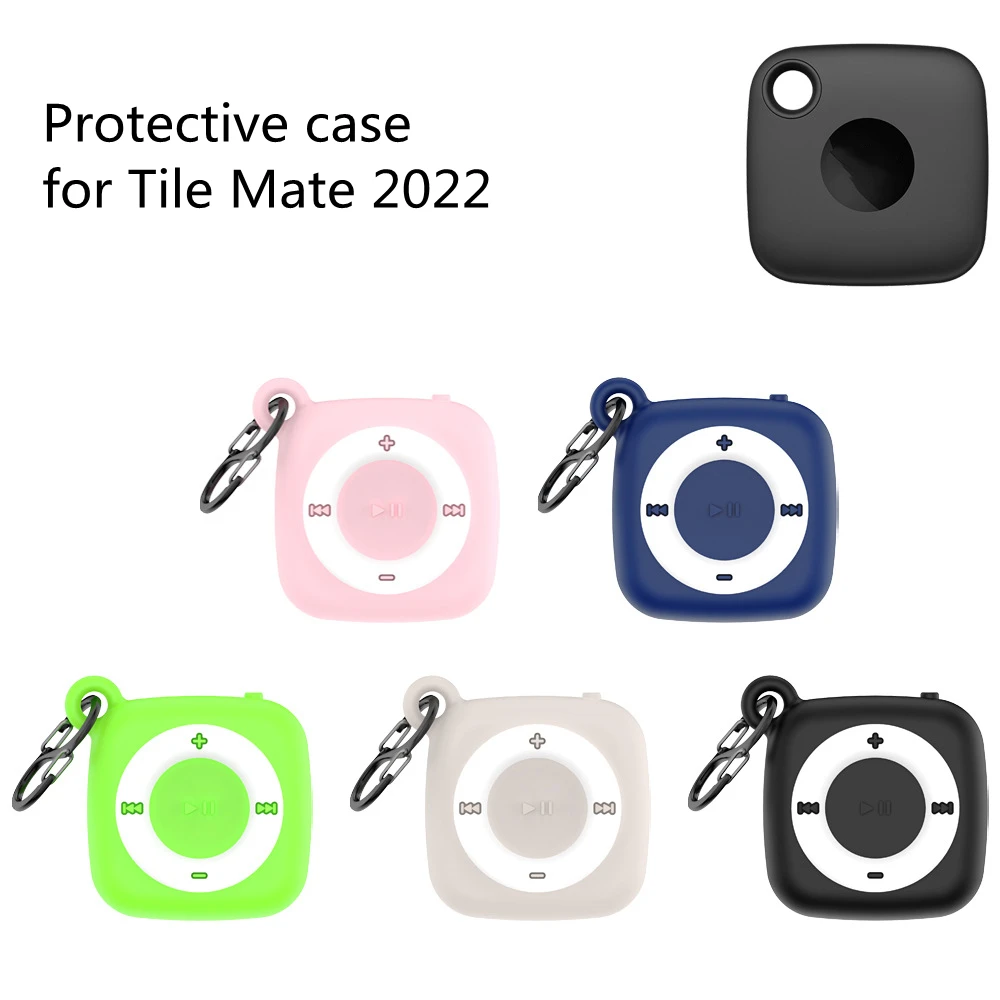 Silicone Protective Case for Tile Mate 2022 Drop Protection Simple Solid Color Cover Protective Sleeve with Hook