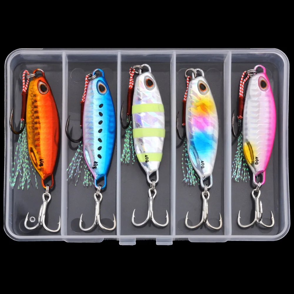 

5pcs Metal Jig Fishing Lures,10G/15G/20G/30G/40G/50G Bass Fishing Bait Tackle,Trout Jigging Lure for Freshwater and Saltwater