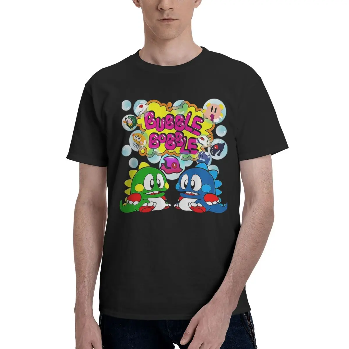 Bubble Bobble Game Amiga 100% Cotton Casual Breathable Confortable Summer Funny Men's T-Shirts Men Clothes