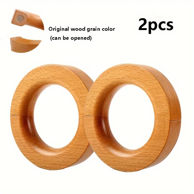 2 pieces of creative wooden  curtain buckles, rotating without punching, simple curtain tie curtain fixer suitable for  bedroom 