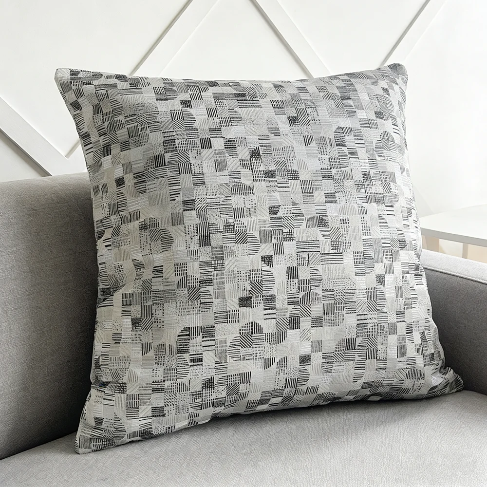 Contemporary Gray Woven Armchair Sofa Throw Pillow Case 45x45cm Home Living Room Decor Cushion Cover 1 Piece Pack Washable