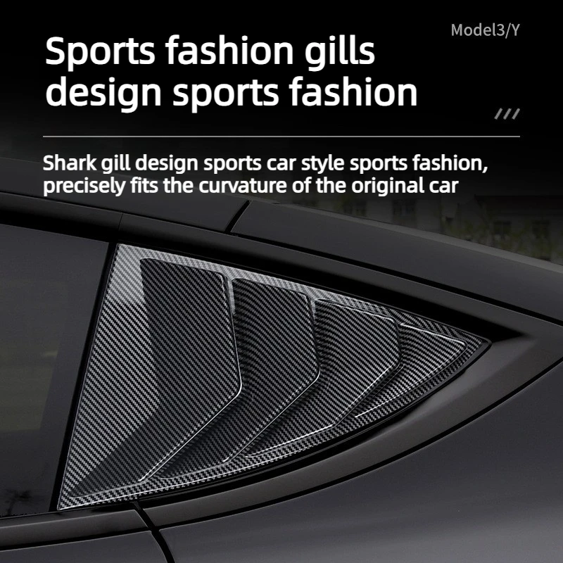 ABS Rear Car Window Shutter Cover For Tesla Model 3/Y 2015-2025 Louver Side Vent Trim Triangle Modified Accessories