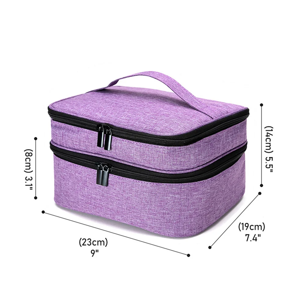 Sac de rangement de vernis à ongles Double couche, pochette de rangement d'huile essentielle Portable de grande capacité pour cosmétiques et outils de maquillage voyage