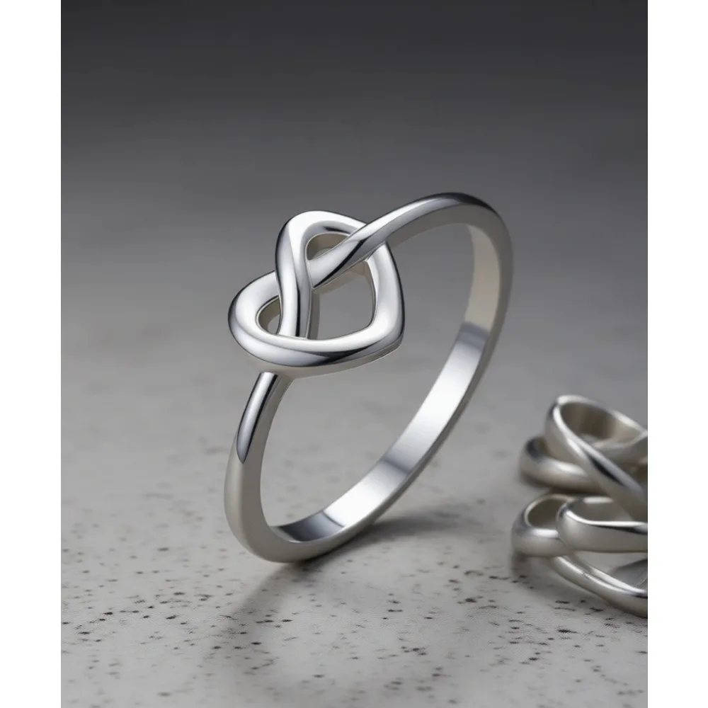 

Кольцо-обещание из стерлингового серебра 925 пробы с узлом любви, высокополированное, удобное, размер 4-12