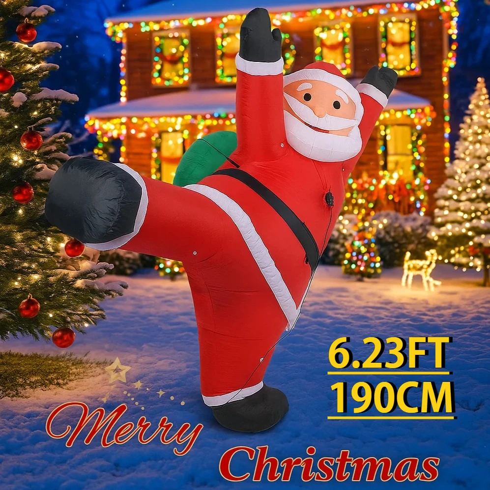

6.23FT Giant Christmas Inflatable Toy Climb Santa Claus With LED Lights Xmas Yard Lawn Party Supplies Home Decoration Ornament