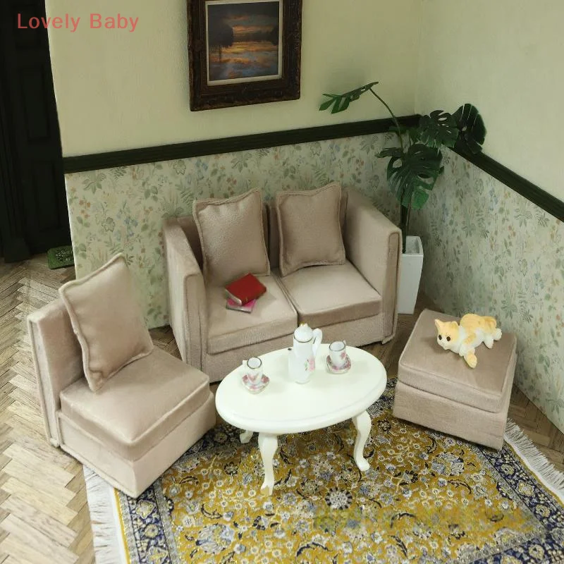 【BBS-7】1Set Simulazione Sedie da soggiorno in miniatura 1:12 Mini mobili per casa delle bambole Divano ad angolo Bambini Giochi di imitazione Decorazioni fai da te