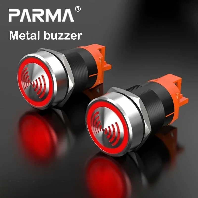 Lanbo 22FM Metal Beeper with Intermittent Red Flashing for High-Pitched Alarm, with DC 12V and 24VAC Outputs