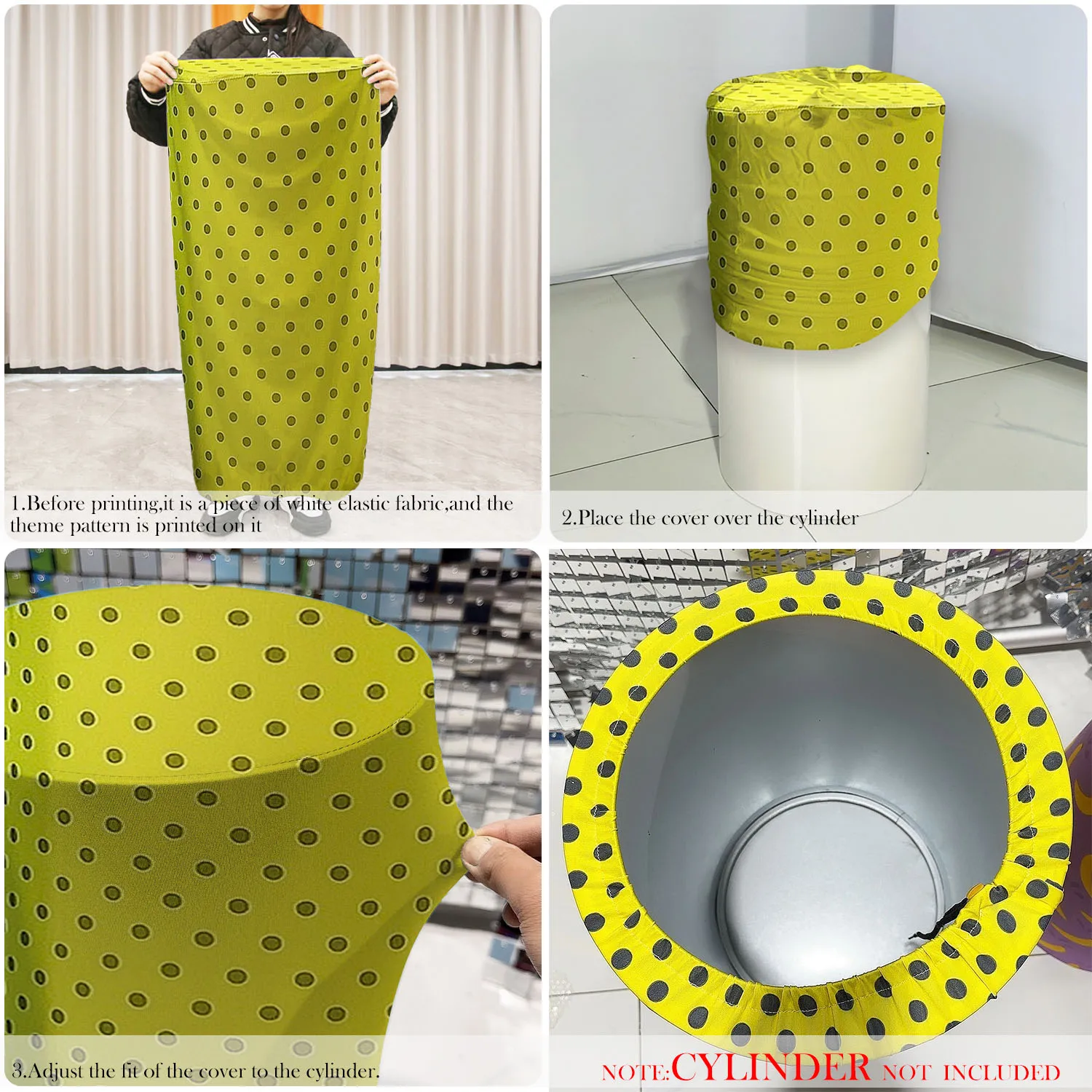 1set (5 Pcs) Cylinder Covers Stripes Dots Banner Stretchy Pedestal Cover for Birthday Party Baby Shower Tablecloth Decor Prop