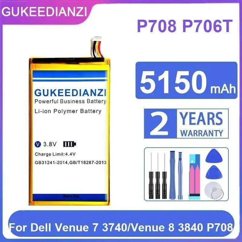 

Long-Lasting Performance Tablet Battery Good Low-Temperature 5150Mah For Dell Venue 7 3740 8 3840 P708 P706T