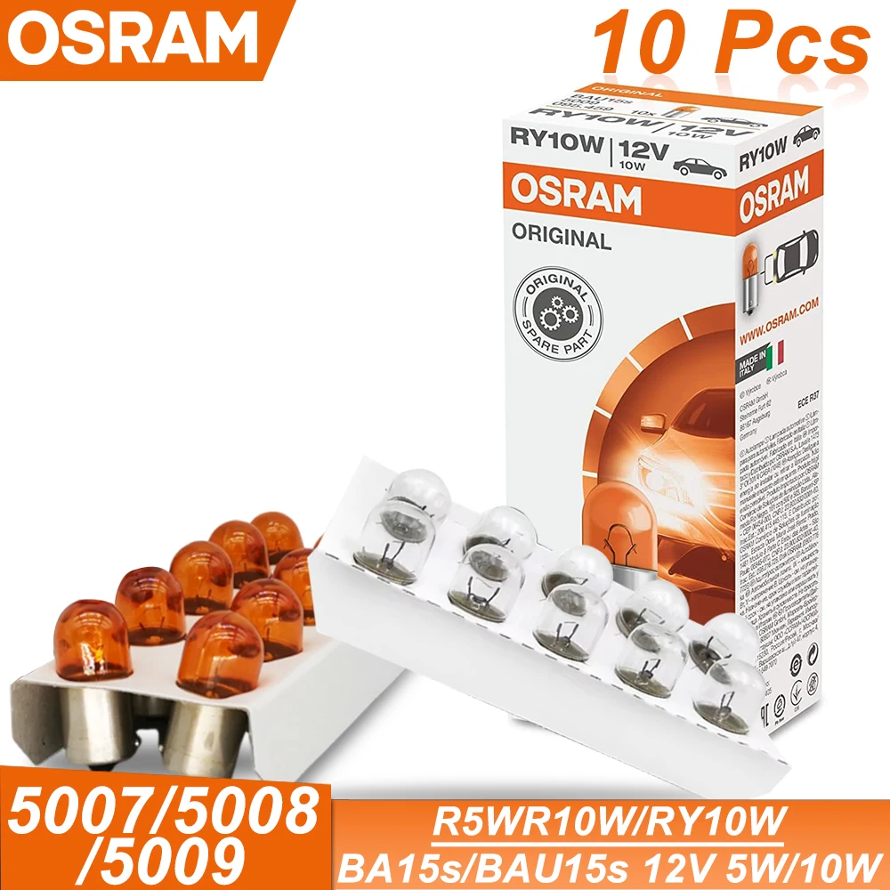 OSRAM 5007 5008 5009 R10W RY10W 12V 10W Car Signal Bulb BA15s BAU15s Standard Interior License Plate Door Light OEM Auto Lamp