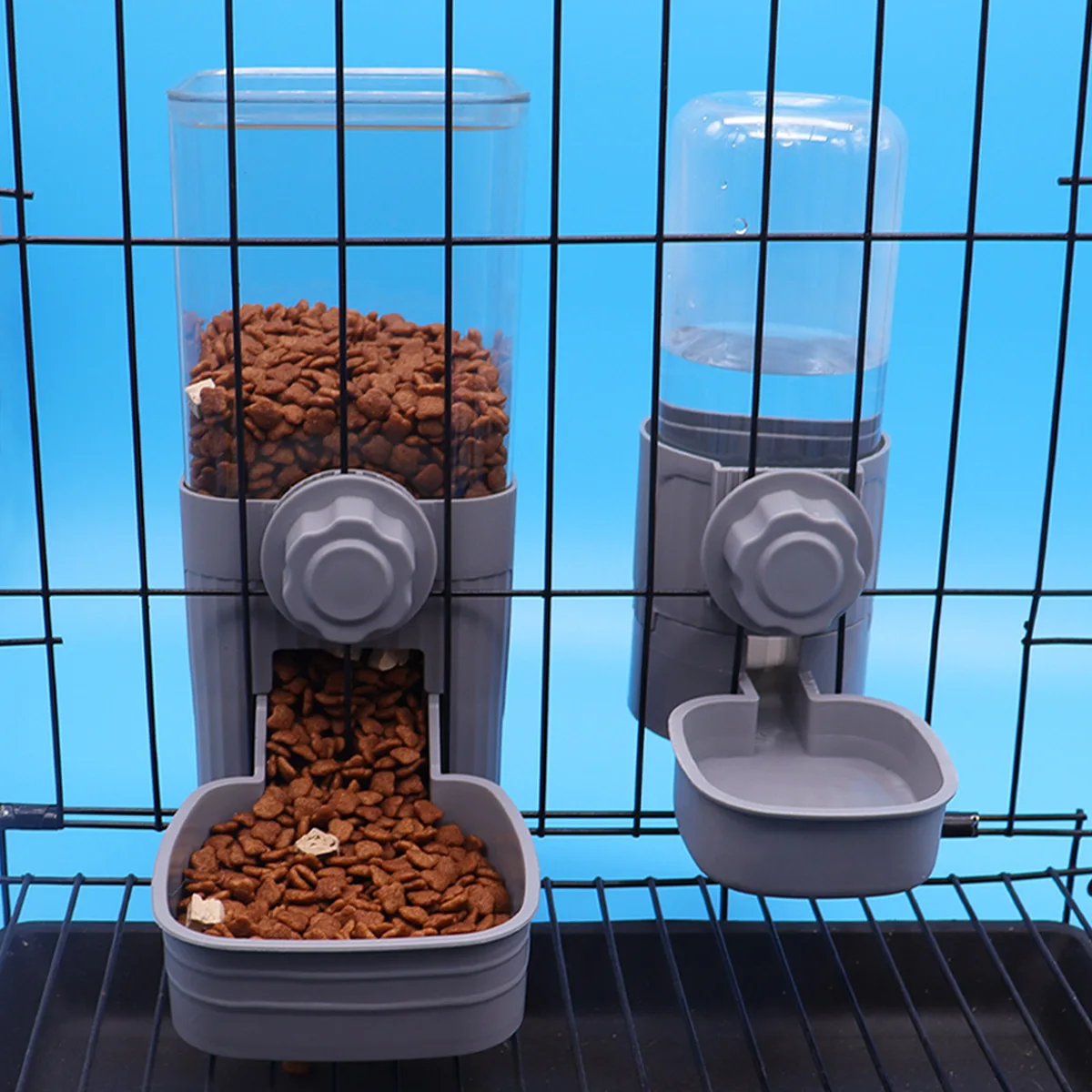

Auto Pet Feeder & Water Dispenser for Cats & Dogs - Jam-Free! Hanging Bowl, Cage-Compatible! Anti - Clog Cat Dog Food&Water Set!