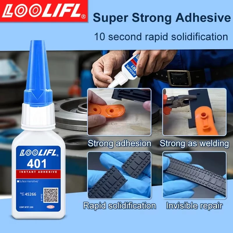 Loolifl-401 Super Cyanoacrylate Glue, Industrial Fast-Drying Adhesive, Strong Adhesive for Metal, Plastic, Rubber, and Wood, Universal Instant Adhesive, Low Whitening, Low Odor, Waterproof, High Strength, Quick-Drying Adhesive view 3
