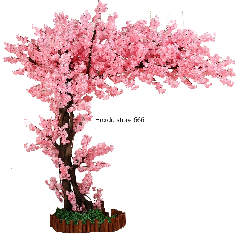 Multi-layer light pink simulated cherry blossom tree shopping mall hotel window