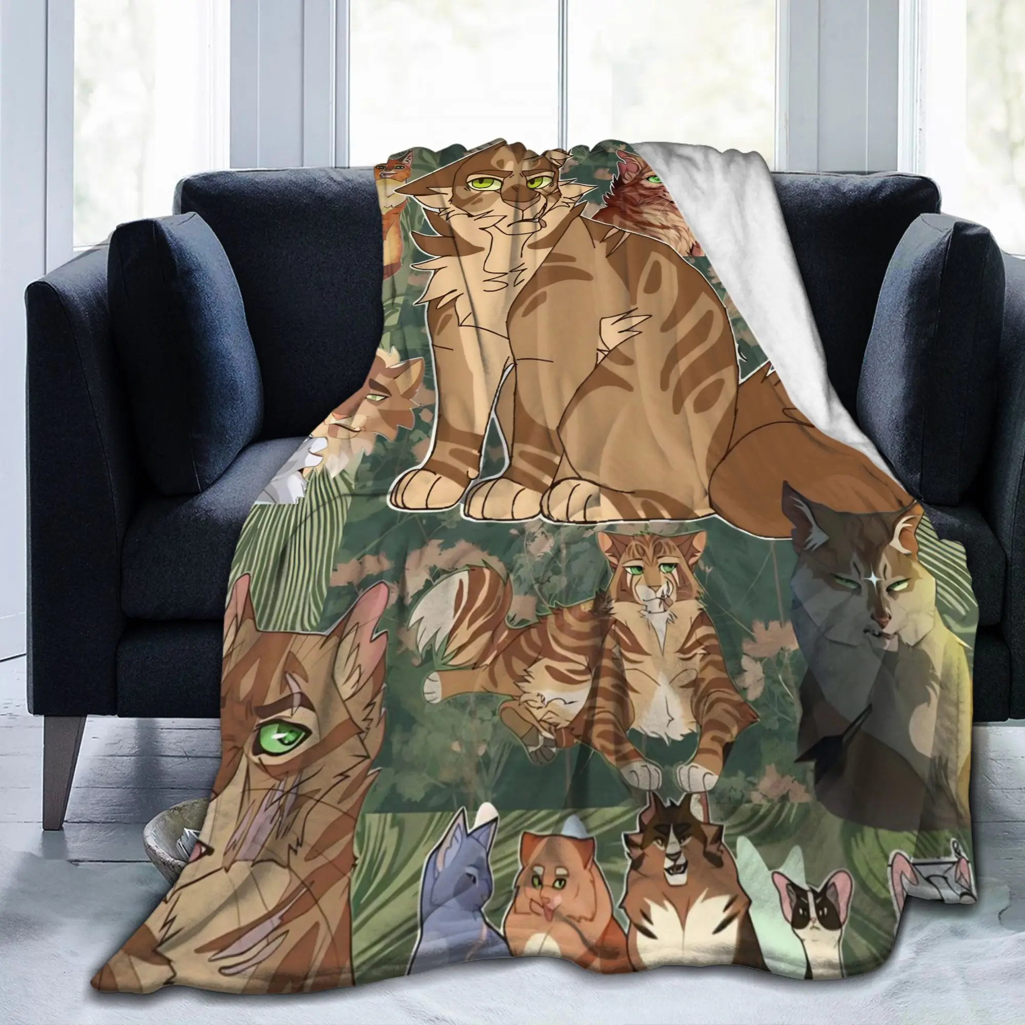 Warriors Tigerstar Book Cats Awesome Knitted Blanket Flannel Fireheart Cartoon Ultra-Soft Throw Blanket Bedspreads Multifunction