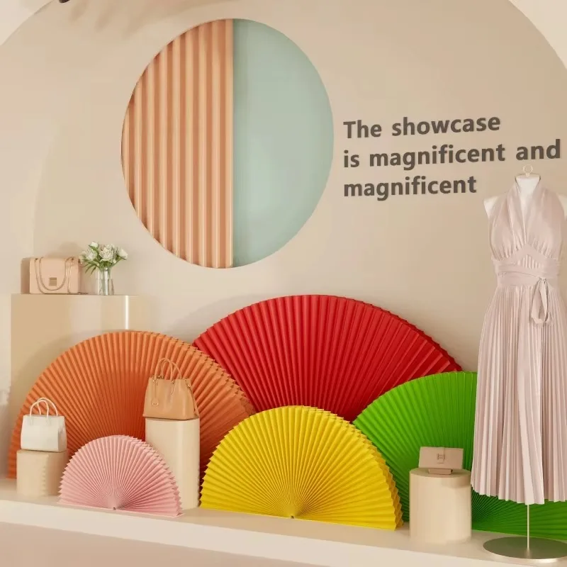 S696 Folding Semi-Circle Folding Fan Custom Decorative Handheld Fan Scene Wedding Party Decor