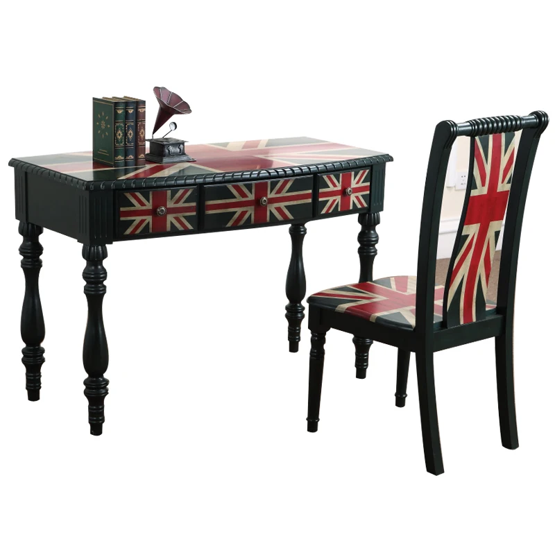 

Luxury European furniture desk and chairs, retro American high-end computer desk, student writing desk