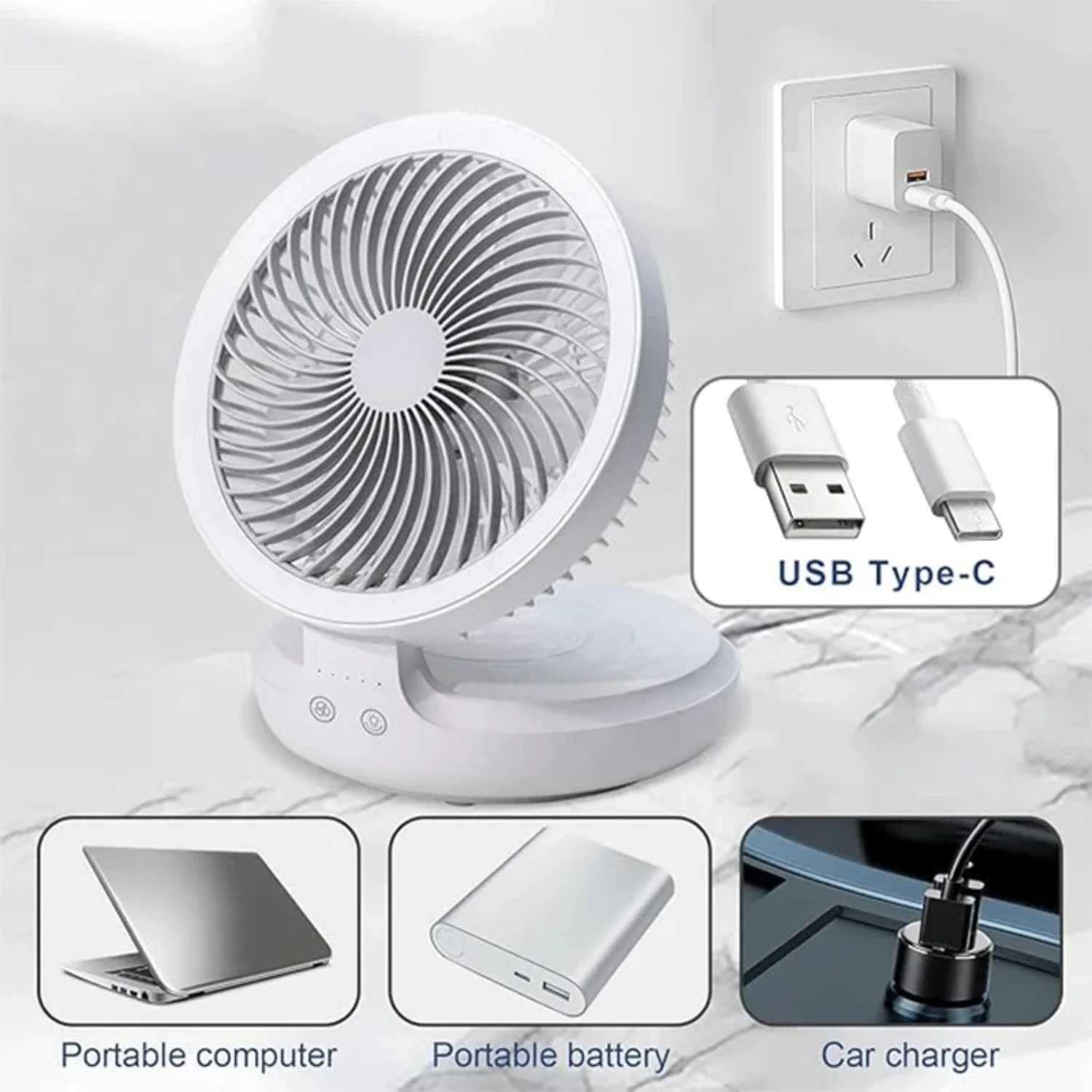 Powerful and Quiet Multifunctional USB Charging Desktop Fan with 3 Adjustable Speeds - Ideal for Creating a Comfortable and Prod