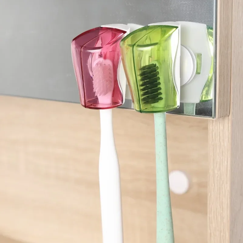 5/1PCS Portable Toothbrush Head Covers with Suction Cup Toothbrush Holder Protector Case Caps for Bathroom Travel Accessories