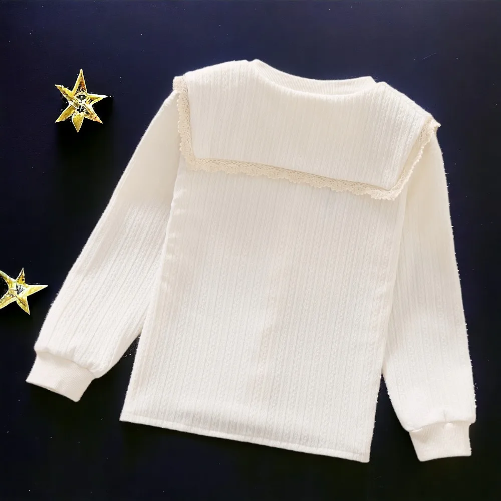 Kids Embroidery Shirts for Girls Blouses Outfits School Uniform Long Sleeve Tops Teenagers Children Costumes 5 7 8 9 10 12 Years