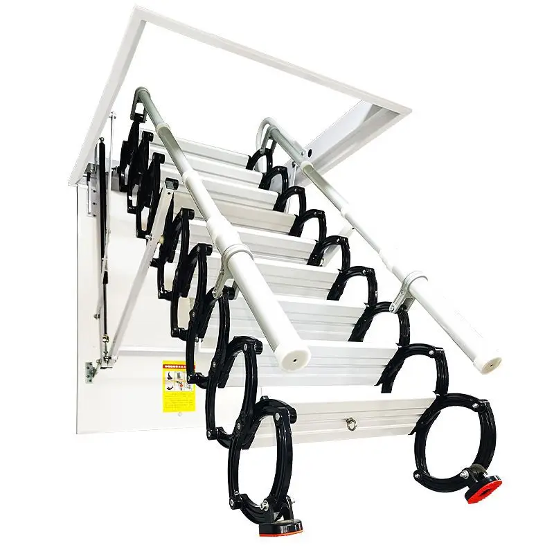 

New thickened electric loft telescopic stairs fully automatic duplex villa folding hidden top reinforced