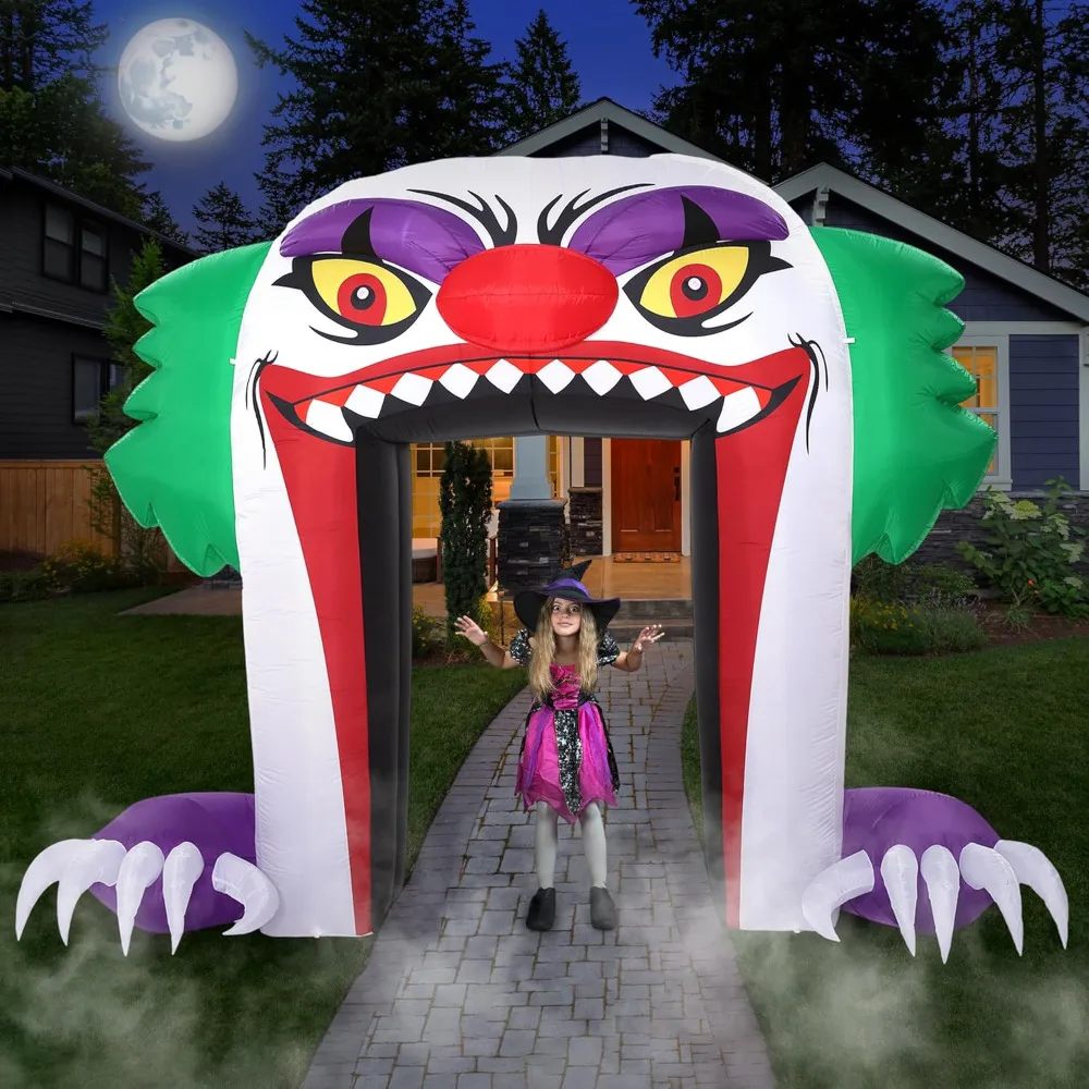 

Halloween 10 FT Halloween Inflatables Clown Archway Outdoor Decorations, Scary Halloween Arch Blow Up Yard Decorations for Front