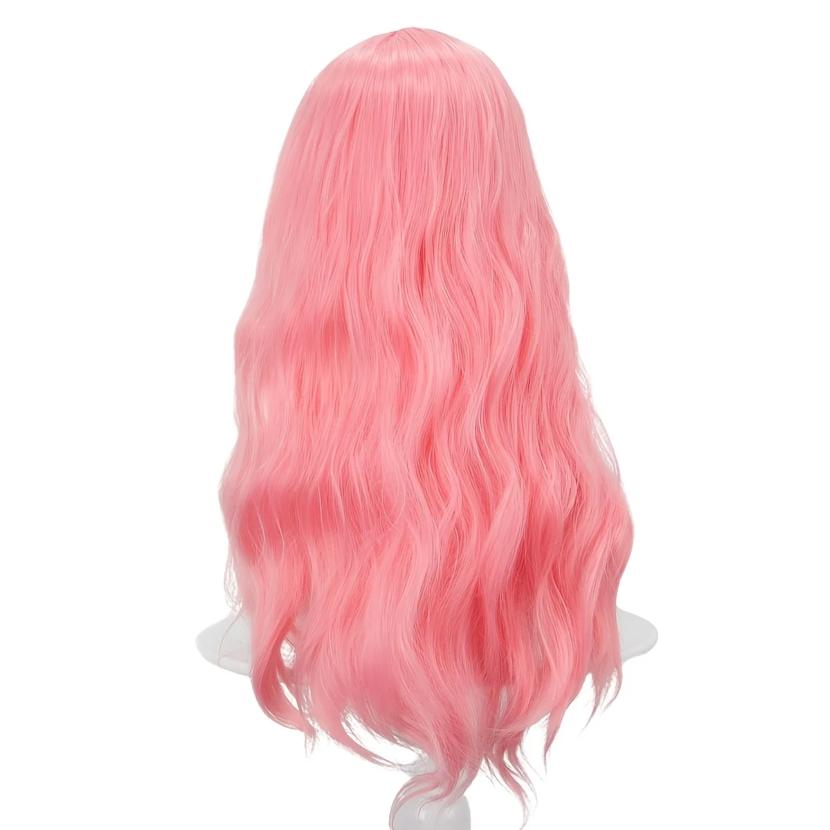 Parrucca da donna rosa con grande onda di San Valentino, parrucca sintetica lunga riccia di alta qualità