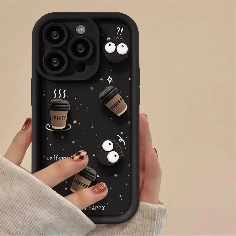 3D DIY Coffee Phone Casing For Samsung S25 S24 S22 S23 S21 Ultra Plus S24 FE S25+ A15 A25 A05S  Case Heart  Soft Matte Cover - náhled 5