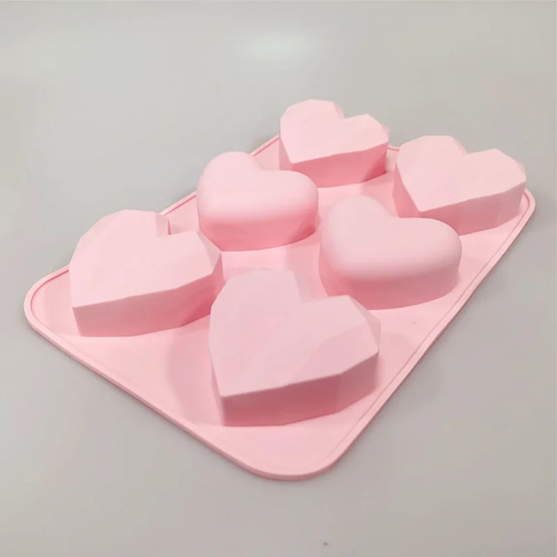 Multicavity Diamond Heart Silicone Soap Mold Love Candle Resin Plaster Mold Chocolate Making Set Home Decor Valentine\'s Day Gift