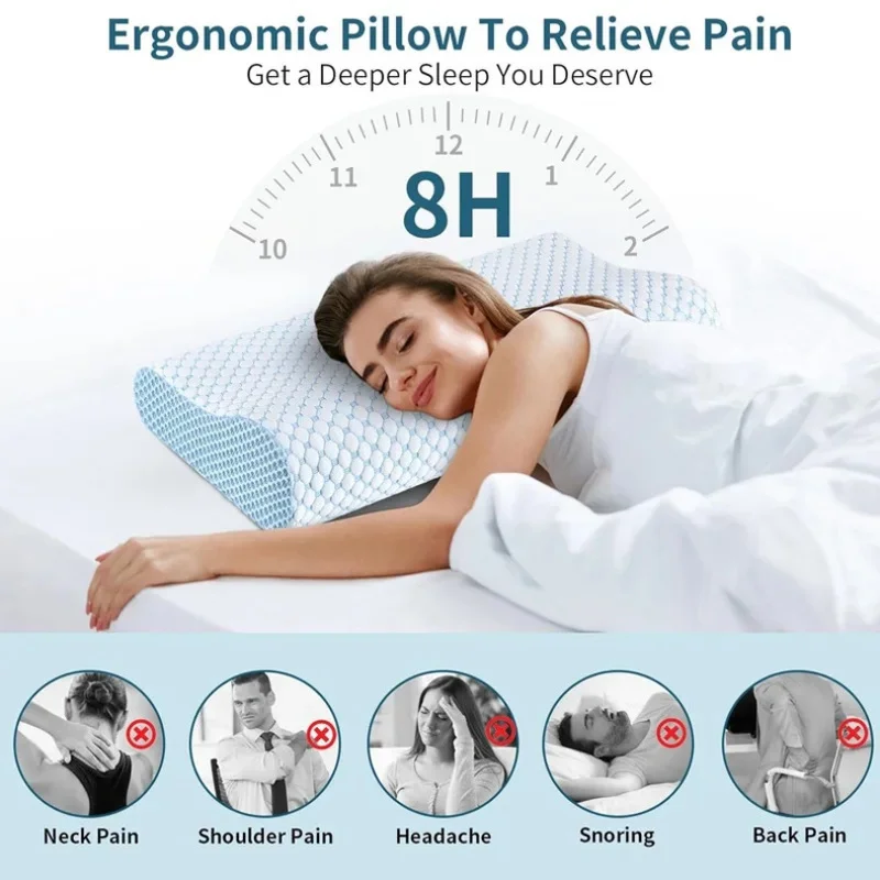 Solvath Slow Rebound Memory Foam Sleeping Pillow Comfort Bed Pillow for Hotel Home Hostel Dormitory