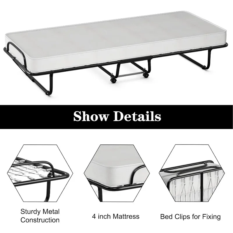 Складная кровать с матрасом для взрослых, раскладная кровать для взрослых, складная портативная гостевая кровать для удобного хранения, сделано в Италии